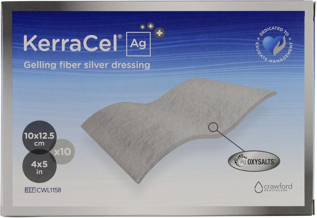 Ag 4" x 5" Gelling Fiber Silver Would pukeutuminen (CWL1158) - Absorbs ja Isolates Haavojen poisto ja tappaa Bakteerit, Mikro-Contours to Wound Bed, Säilyttää terve Kosteustasot (laatikko 10)