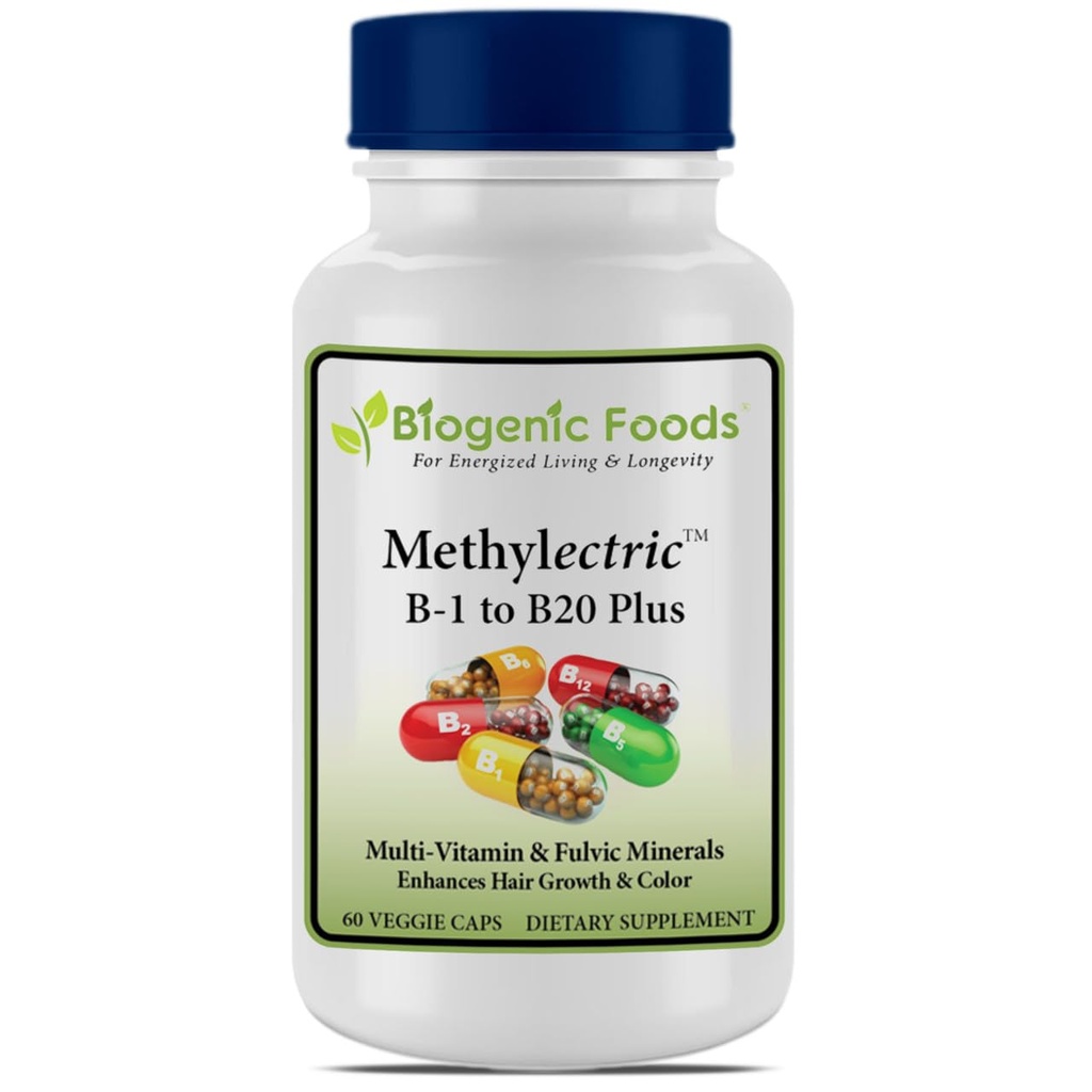 Methylectric B-50 Complex - Methylated B1 - B20 Multi-Vitamin ja Fulvic Minerals, Veggie Caps