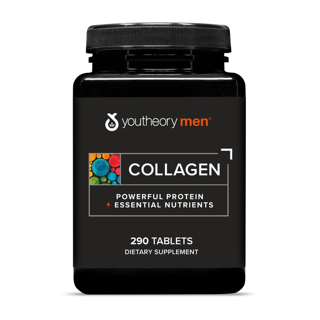 Youtheory Miesten kollageeni - 5000 mg - Daily Collagen Supplement for Men - 18 Aminohappoa - Joint, Bone, Lihas, hiusten kasvu, kynsien ja ihon tuki * - 290 tablettia (48 päivän toimitus)