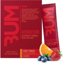 RAW Electrolytes Powder Hydration Drink Mix Packets, BUM Hydrate (Fruit Punch, 20 Servings) - Elektrolyytti Hydration Packets tukee lihasten toiminta & Endurance - Keto Free Electrolytes Powder Packets