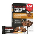 MUSASHI proteiini Crisp Bar, 20g proteiinia, 4g yhteensä sokeria, vaniljaa ja karamellia, Post Treout ja välipalaa Go, 12 pakkaus 2,1oz (60g) Bars