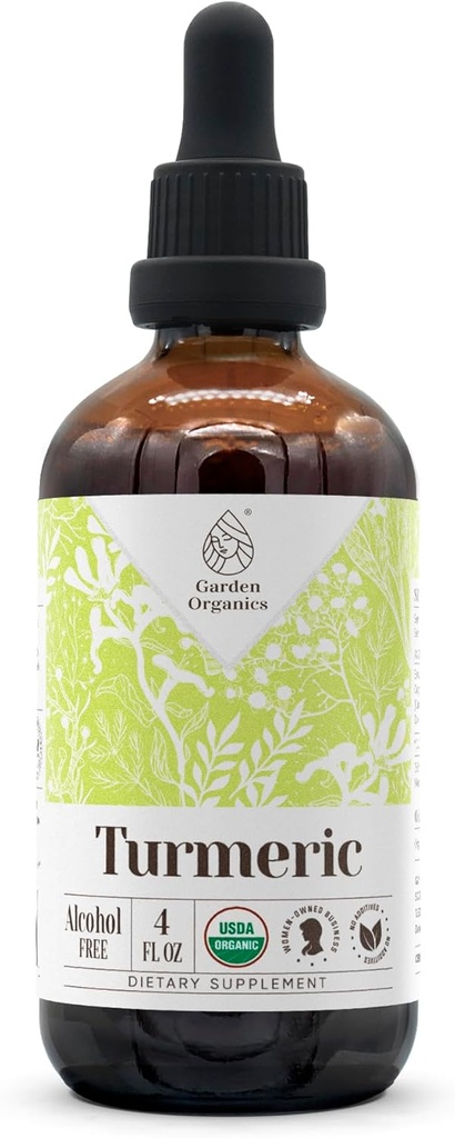 Gurkmeja USDA Organisk alkoholfri extrakt | Kosttillskott, hög styrka tinktur | Naturlig certifierad organisk gurkmeja (Curcuma Longa) Torkad rot (4 oz)