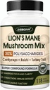 Lions Mane Supplement Kapselit - Sieni täydentää kanssa Lions Mane, Cordyceps, Reishi, Turkey Tail, Shiitake - Lions Mane Supplement Muistia, Focus & Immuuni Tuki - 118 Vegan Sienet Kapselit