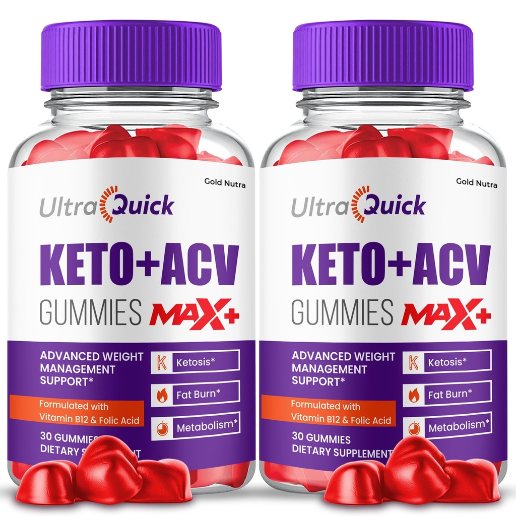(2 pakkaus) UltraQuick Max+ ACV Gummies, korkeampi teho, viralliset Ultra Quick Max+ Gummies, 2X vahvempi Apple Siideri Viinietikka Gummy, 2 kuukauden tarjonta