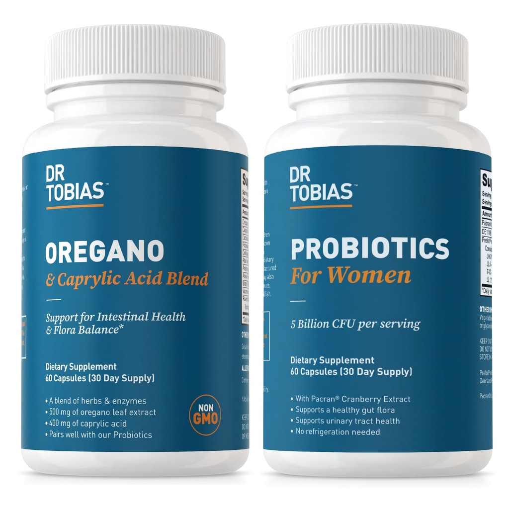 Tobias Oregano ja Caprylic Acid Blend ja Probiootit naisille - tukee Gut, Immuuni, ja virtsan terveys, ei-GMO