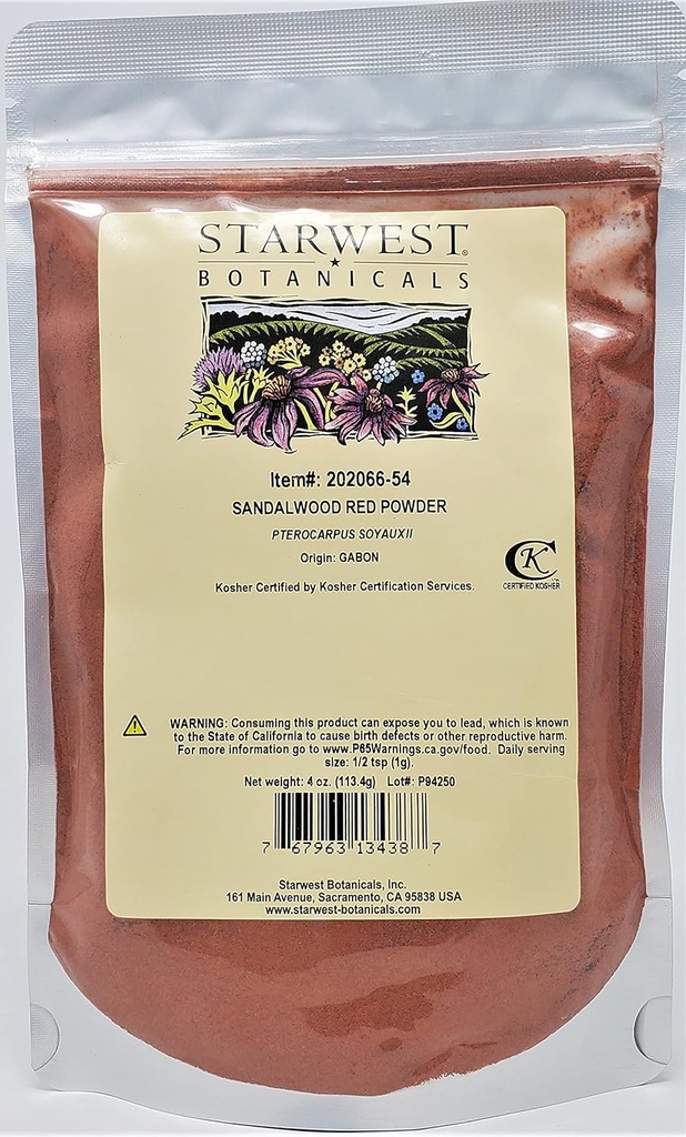 Starwest kasvitieteelliset Red Sandalwood Powder, 4 Ounces