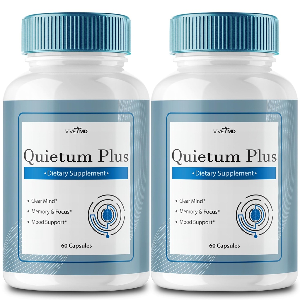 VIVE MD Quietum Plus Tinnitus Relief for Ringing Ears - Rapid Ear Ringing Relief, Clear Tinnitus och Holistic Tinnitus Behandling med 60 kapslar per flaska (2 Pack)