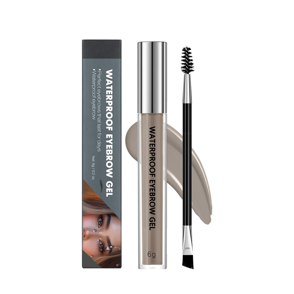 Vedenpitävä kulmakarva geeli, nopea kuivuminen pitkä kestävä Smudge Proof Formula Luominen Natural Looking Brows, helppo sovellus kaikille ihotyypeille (Smoky harmaa, suuri)