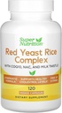 Super Nutrition Red Yeast Rice Complex Luomu Red Yeast Rice, N-Acetyl Cysteine, Coenzyme Q10 ja Milk Thistle Extract, 120 kasviskapselit