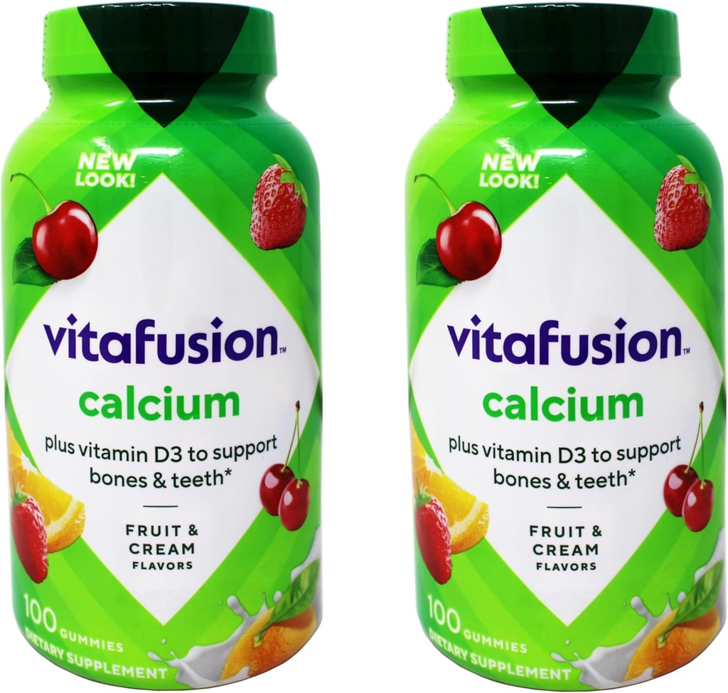 VitaFusion Kalsium D3-vitamiini - 2 100 Count pullot - 200 Gummie Yhteensä