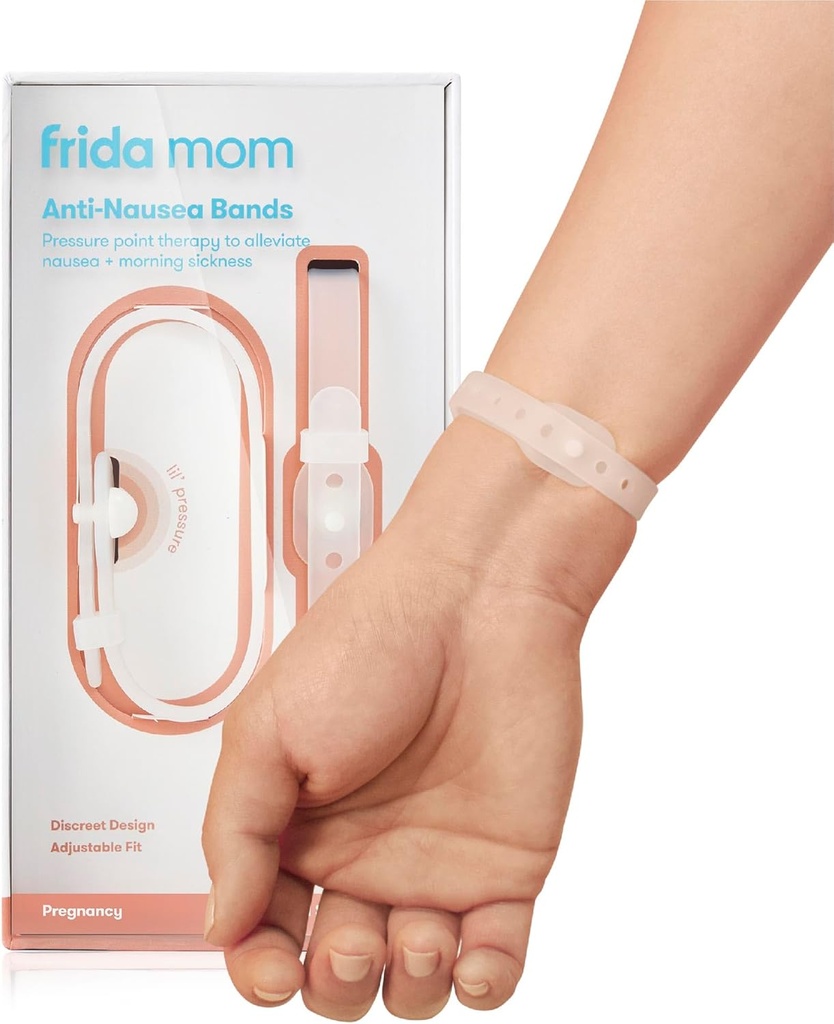 Frida Mom Nausea Bands for Morning Sickness Relief, 24/7 Support genom tryckpunktsterapi, Inkluderar 2 band och lagringsfall