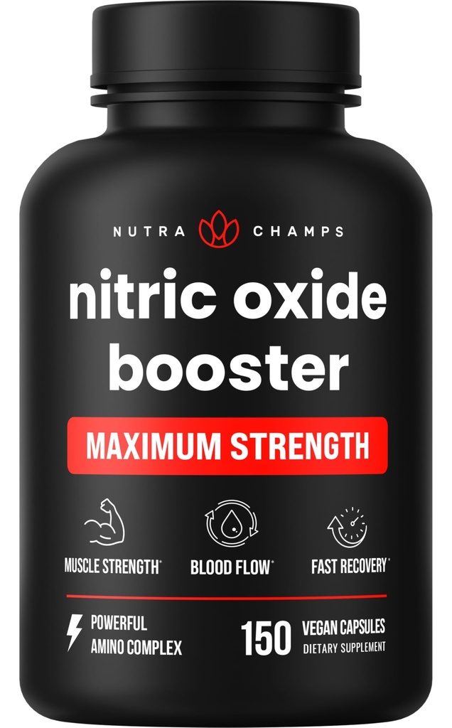 NutraChamps Typpioksidilisä, L-arginiini, L Sitruliinimalaatti, AAKG, Pine Bark, Grape Seed Extract, Extra Strength Typpioksidi Booster, Typpioksidi pillereitä, Vahvuus, Energia, Veren virtaus