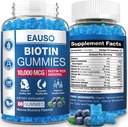 Extra Strength Biotin Gummies 10 000 mcg vahvemmille hiuksille, iholle ja kynsille - 60 Gummia - Vegaani, ei-GMO, terveys täydentää