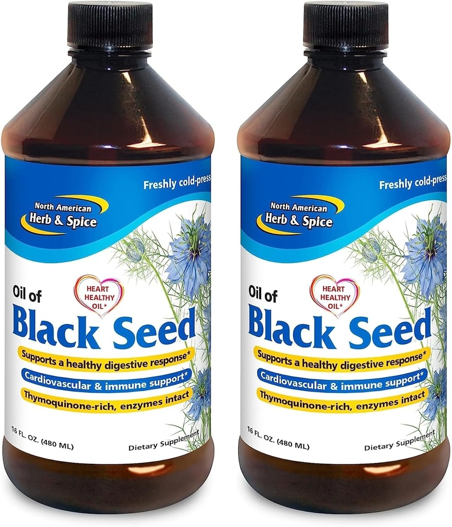 POHJOIS-AMERICAN HERB & SPICE Black Seed Oil - 16 fl oz, 2 kpl pakkaus - Ruoansulatuselimistön ja immuunijärjestelmän tuki - ei-GMO - 192 yhteensä