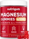 Magnesium Glycinate Gummies for Adults & Kids - 410mg Elemental Magnesium L-treonate Chewables for Bones & Memory Support, Rauhoitu - 2 kuukauden tarjonta Magnesium Gummies Supplement Complex - 60 kpl