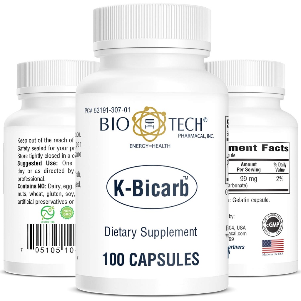 Bio-Tech Pharmacal Kalium Ravintolisä (K-Bikarbi, 100