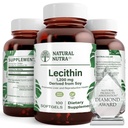 Natural Nutra Soy Lecithin 1200 mg Ravintolisä - Aivotoiminta, Maksan terveys, Hepls Rintojen terveys, Muistinnostaminen Lisäravinteet - Gluteeniton, BPA-vapaa, 100 Softgels kierrätettävä lasipulloissa