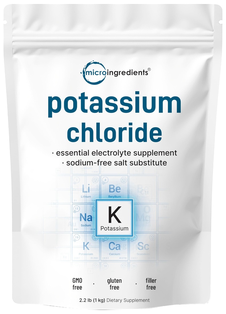 Kaliumkloridpulver, 1 KG (35 Ounce) | Salt Substitute & Essential Hydration Electrolyte Supplement | Stöder Mineral Balance, Heart, Joint och Immune Health | Filler Free, löser lätt