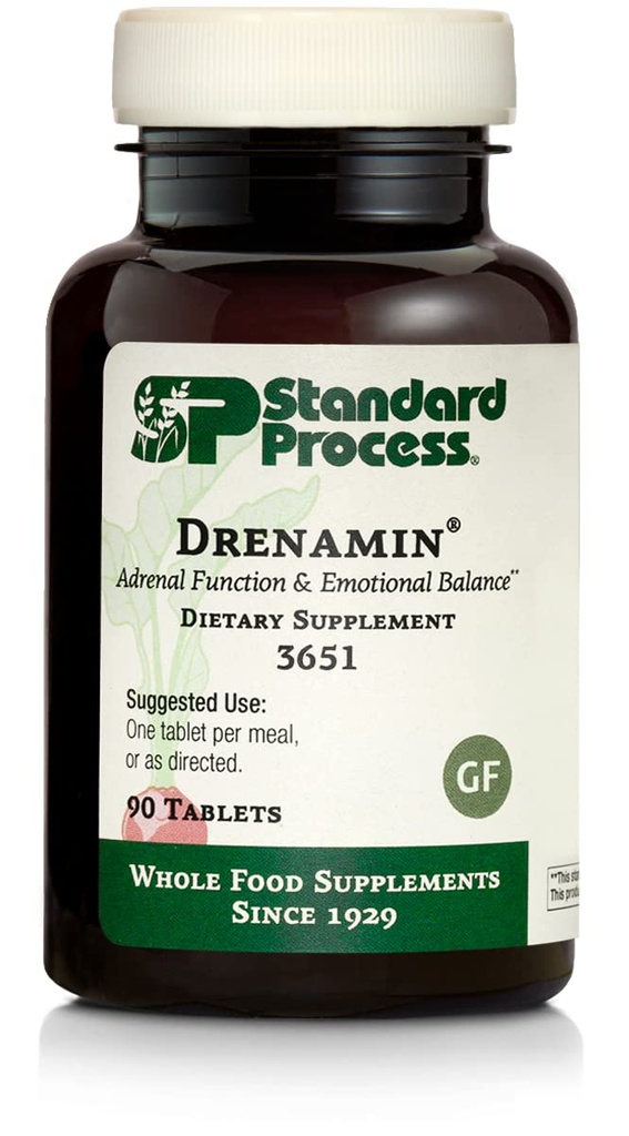 Standard Process Drenamin - Lisämunuaisen toiminta täydentää terveen stressin vaste - tukee tervettä energian tuotantoa ja aineenvaihduntaa - Gluteeniton, ei- meijeri & ei-soy - 90 tablettia (90 tarjoilua)