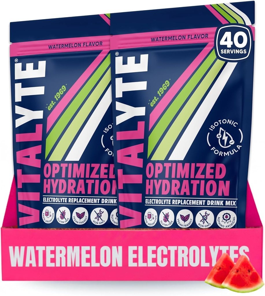 Vitalyte Electrolyte Powder Drink Mix, Isotonic Electrolyte Hydration Mix, Gluteenittomat Post Treenout Powder Mix, 2, 35 oz pakkaus. Jokainen, vesimeloni maku