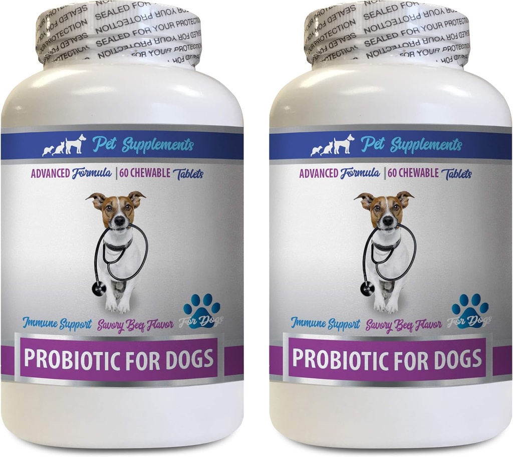 Ripulilääkkeet koirille - PROBIOTICS koirille - terve Gut - Stop Gas ripuli ja paha hengitys - Ruoansulatuskanavan Boost - Dog probiootit Packets - 2 pullot (120 hoitoja)
