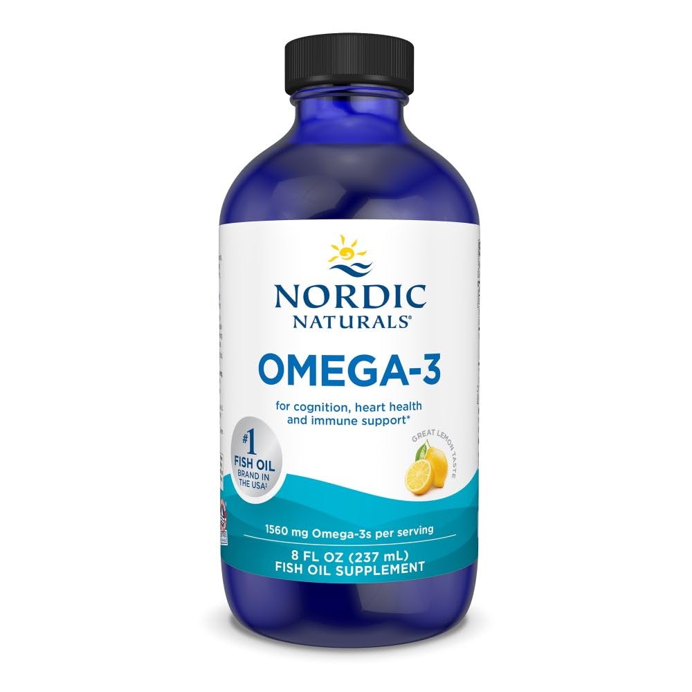 Nordic Naturals Omega-3, Lemon Flavor - 8 oz - 1560 mg Omega-3 - Fish Oil - EPA & DHA - Immuunituki, aivojen ja sydämen terveys, optimaalinen hyvinvointi - ei GMO - 48 tarjoilua