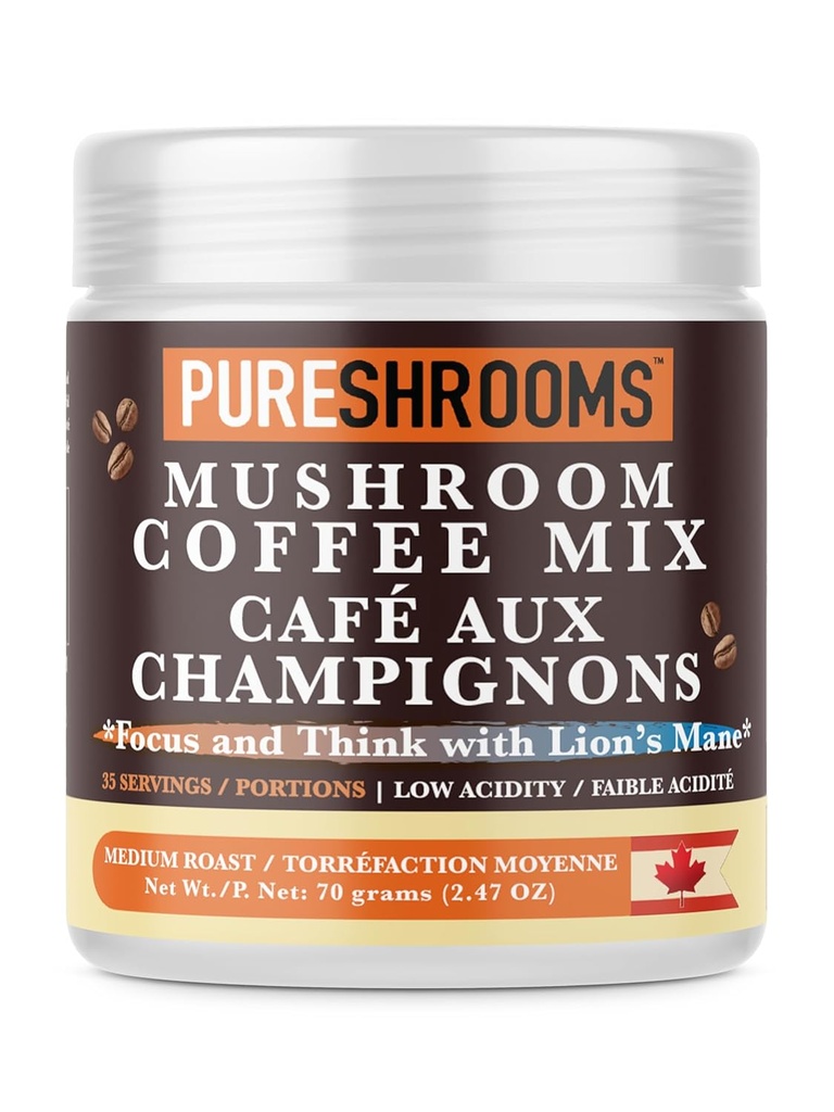 Focus & Think Instant Mushroom Kahvia Ultra Sujuva Leijonan Mane Sieniuutetta aivojen Boost - Paranna Focus, Clarity, ja keskittyminen - Net Wt. 70g/2.47 oz