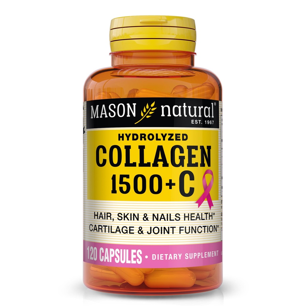 MASON NATURAL 1500 mg Collagen kanssa C-vitamiini, biotiini, & kalsium, 40 päivän Supply Kapselit, täydentää hiukset, iho, ja kynnet.