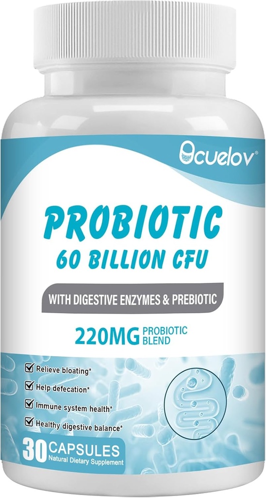 Probiootit 60 miljardia PMY 10 kanta & 3 Organic Prebiootit,Probiootit täydentää naisten miesten tukea aineenvaihdunta, immuniteetit ja ruoansulatuskanavan terveys, ei-GMO & Gluteenittomat,30 kapselit