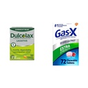 Dulcolax Yön yli Relief Laxative for Gentle Ummetus Relief, Bisacodyl 5 mg Tabletit, 50 Count & Gas- X Extra Strength Pureskeltavat kaasutabletit, joissa on Simetikoni 125 mg: n tabletteja turvotusta lievittävää hoitoa varten