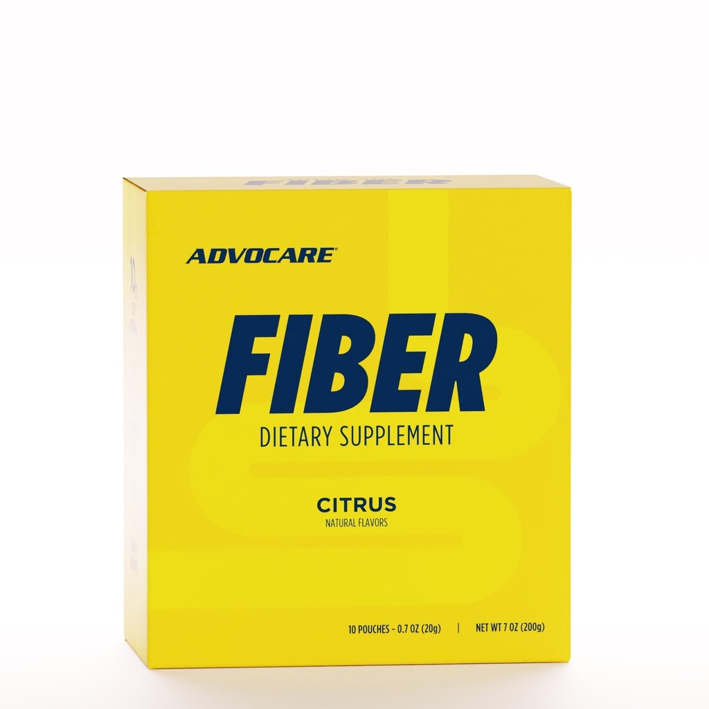 AdvoCare Fiber Dietary Supplement - Daglig Fiber Pulver Supplement medlöslig & Insoluble Fiber - Fiber Blend Inkluderar Psyllium Husk & Citric Acid - Stöder Digestive Health * - Citrus, 10 Pouches
