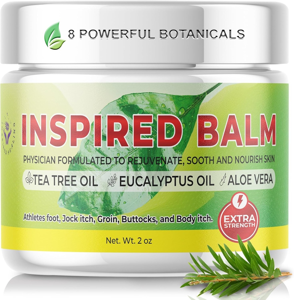 Extra Strength teepuu Balm iholle - Urheilijat Jalkavoide - Jock kutina Cream miehille ja naisille - rengasmato Cream - Ihanteellinen kutina, kuiva iho - nopea vaikuttava lääkäri Formuloitu teepuujalka kerma (2oz)