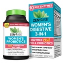 Zenwise Health 3-in-1 Naisten probiootti täydentää ruoansulatuskanavan, Gut Flora & emätin terveys - Päivittäinen probiootit & prebiootit naisille, joilla on digestiivinen Enzyme tukee turvotusta & Gas Relief - 60