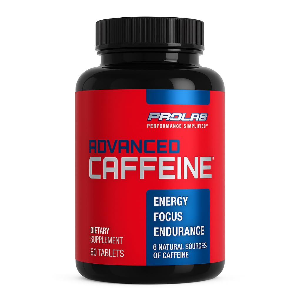 ProLab Nutrition Advanced Cofeine 200mg, Nopeasti toimiva luonnollinen kofeiini Tabletit Green Tea Extract, Puhdas energia, Mental Focus (60 Count (Pakkaus 1))