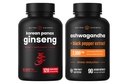 NutraChamps Korean Ginseng kapselit ja Ashwagandha kapselit 2 Pack Bundle