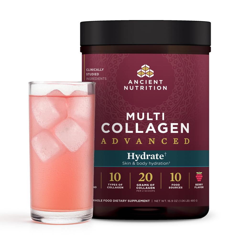 Ancient Nutrition Advanced Multi Collagen Protein Powder Hydrate, Mixed Berry, 30 Tarjoilut