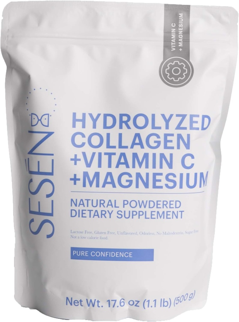 SSEN Hydrolysoitu kollageeni + C-vitamiini + magnesium (sininen) jauhe 17,6 oz