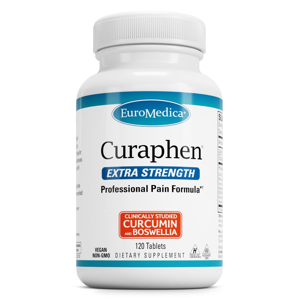 EuroMedica Curaphen Extra Strength - Curcumin & Boswellia Supplement for Healthy Circulation Support - Gurkmeja Supplement för att stödja Joints, Muscle Health & Endorphin Production - 120 tabletter