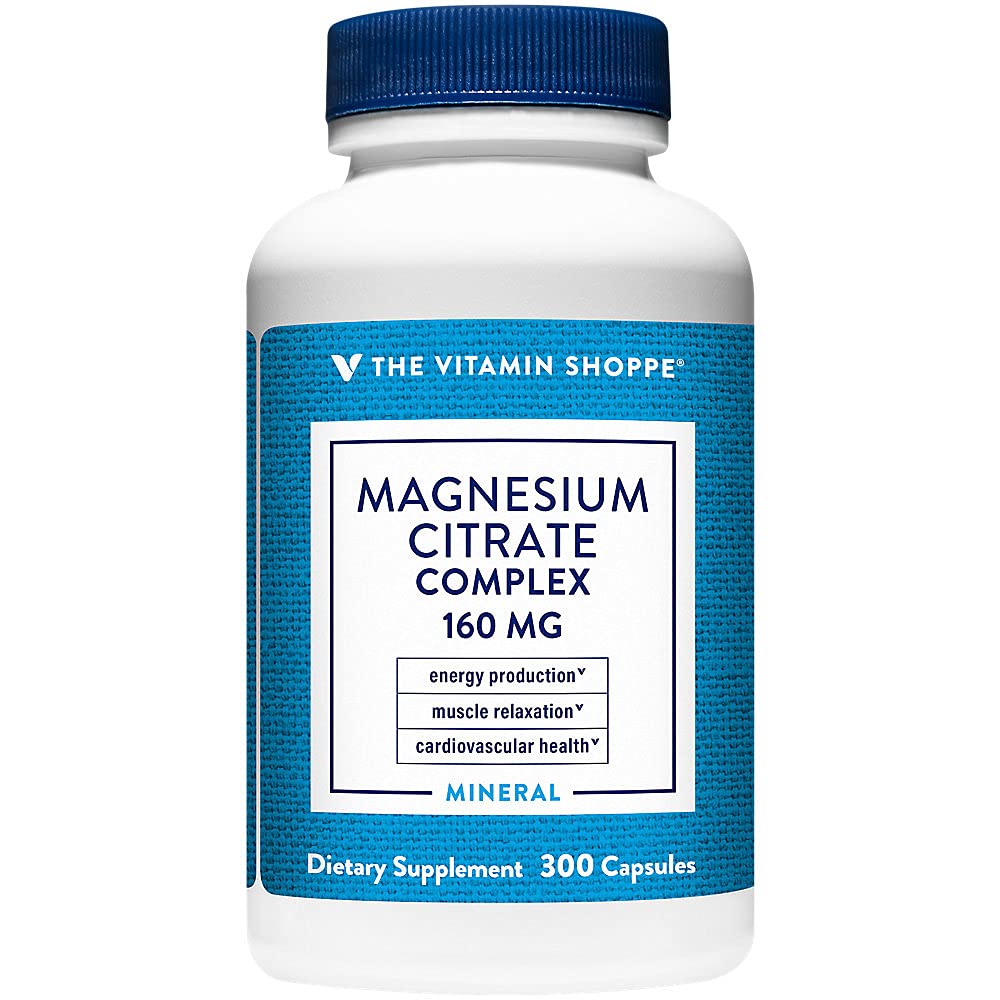 Vitamiini Shoppe Magnesium Citrate Complex 160MG, Mineraali täydentää, joka tukee luut, hampaiden ja energian tuotanto (300 kapselia)