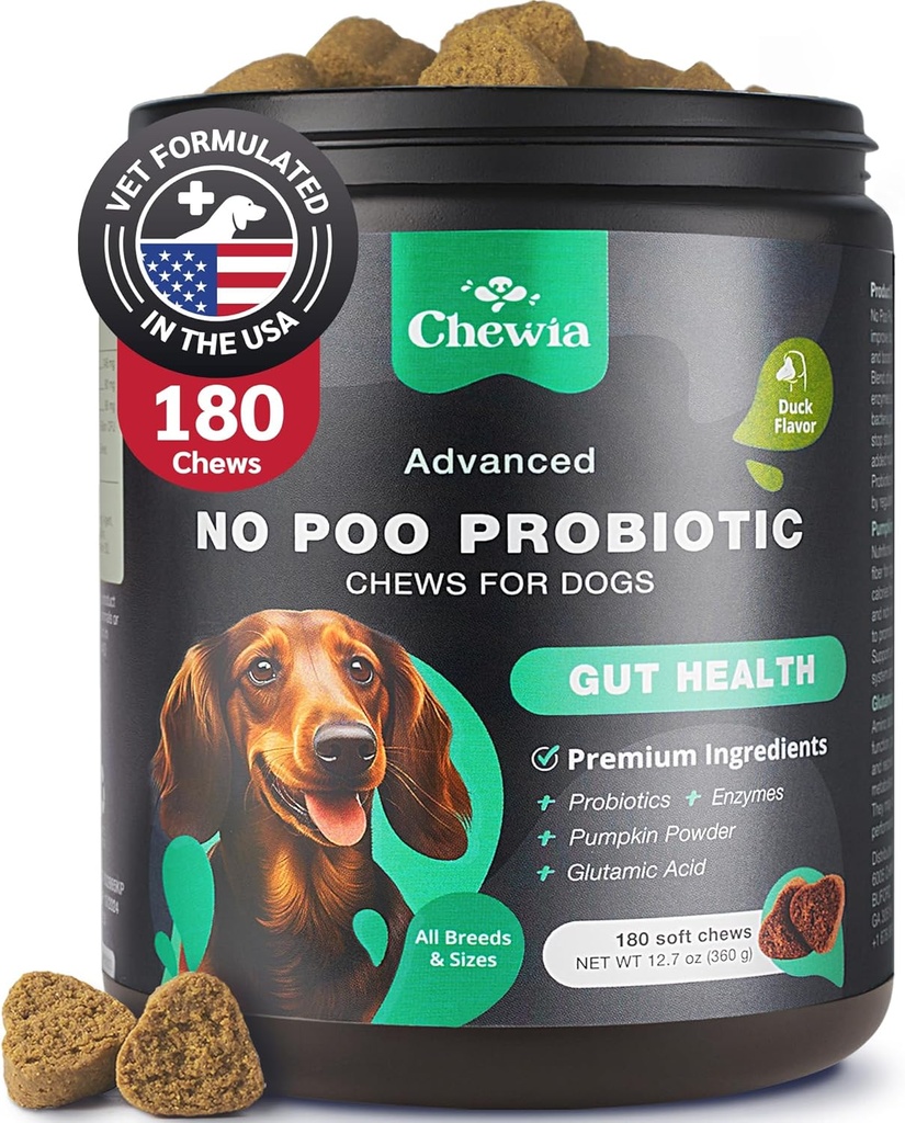 Coprophagia Deterrent - No Poo Chews koirille - Dog Probiootit digestiivinen terveys Enzymes - koiran ulosteen syöminen Deterrent - Ruoansulatuskanavan, hampaiden, Gut & Immunoterveys hoitoja - Ei kakka syöminen