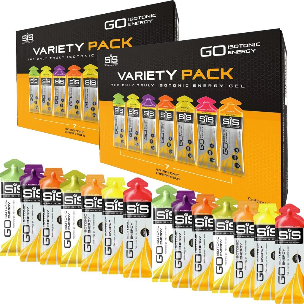 SiS Science In Sport Running Energy Gels, Full av elektrolyter, bra för Hydration, smak Variety Pack, Vegan, Gluten & Dairy Free, 14 x 60ml, Orange