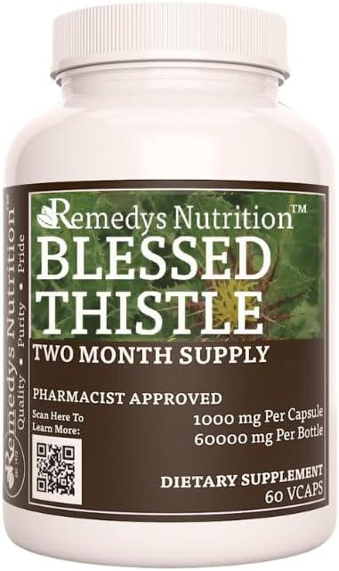 Remedy ravitsemus Siunattu Thistle 1000 mg, 60 vegaaninen kapselit kasviperäisen ruokavalio täydentää kahden kuukauden tarjonta