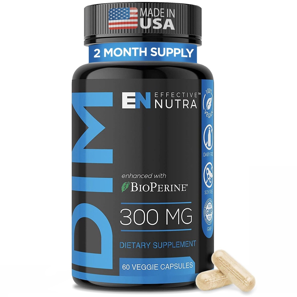 Tehokas NUTRA Dim täydentää 300 mg BioPerine - Extra Strength Estrogeenisalpaaja miehille ja naisille - Hormoni & aineenvaihdunta tuki - 2 kuukauden tarjonta