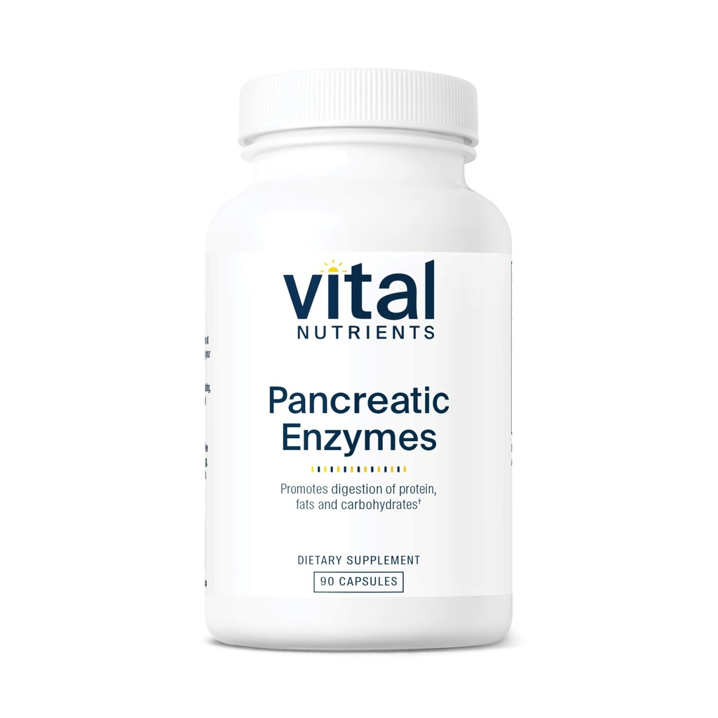 Vital Nutrients Pancreatic Enzymes 1000mg (Full Strength) | Pancreatin Digestion Supplement med Protease, Amylase & Lipase | Digestive Enzymes | Gluten, Dairy och Soy Free | 90 kapslar