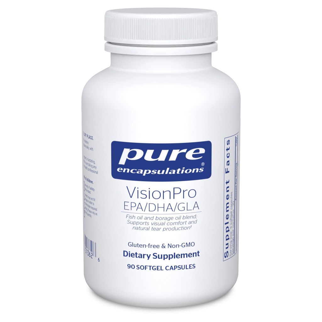 Puhdas Capsulations VisionPro EPA/DHA/GLA ... Tuet luonnollista kyyneltuotantoa ja silmien kosteuden säilymistä* ... 90 Softgel-kapselia