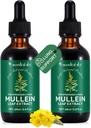2 Pcs Organic Liquid Mullein Extract Supplement for Lungs Health - Vegan, No AdditivesBronchial Cleanse for Health Support - 2 fl oz Mullein Drops