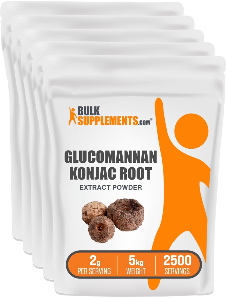 BulkSupplements.com Glucomannan Powder - från Konjac Root Extract Powder, Glucomannan Supplements - Gluten Free, 2g per Servering, 1kg (Pack of 5) (11 lbs)