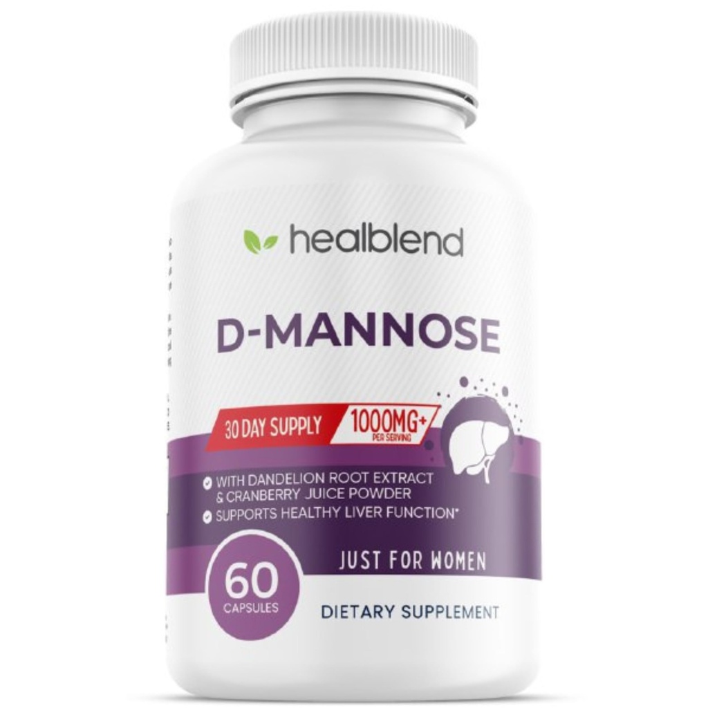 D-Mannose 1000 mg kapselit, joissa karpalomehujauhe, hibiskus ja voikukan uutteet - 30 päivän tarjonta virtsatieterveyteen
