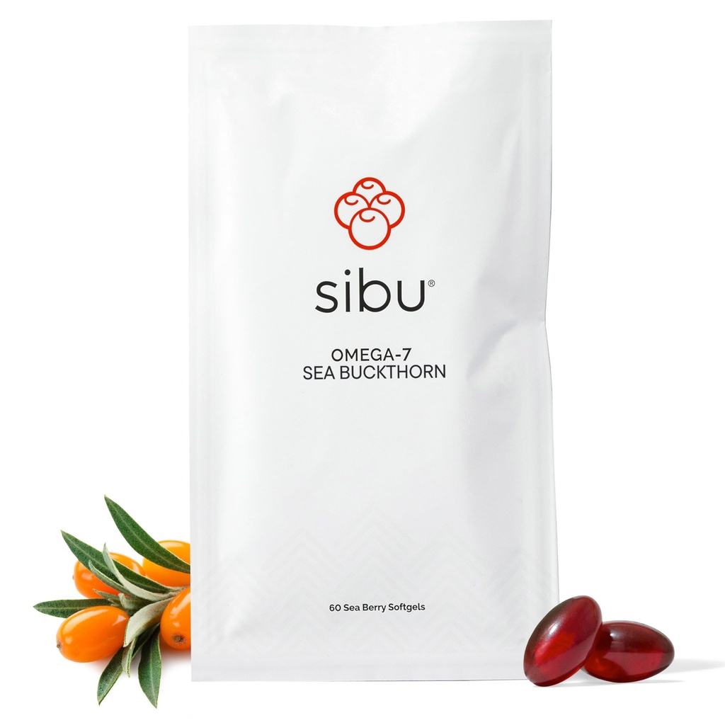 sibu Sea Buckthorn Omega-7 Softgels (30-päivä Refill Sachet) ... Lisäosa terveelle iholle, hiuksille, kynsille ja kuivumiselle