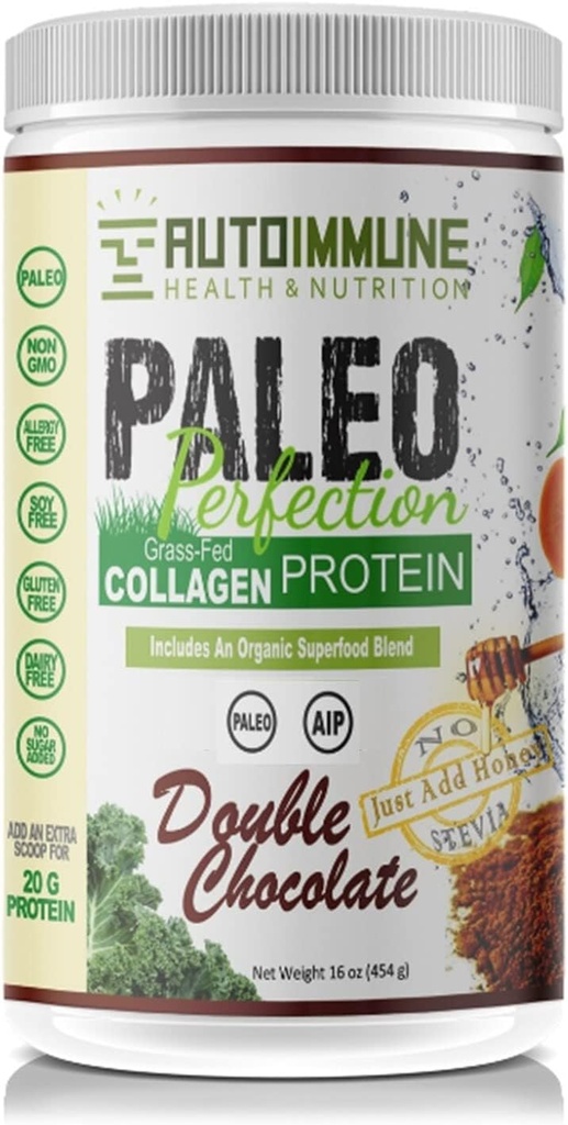 Autoimmuuni Health & Nutrition Paleo Perfection Double Chocolate Protein Powder (NO STVIA, AIP Eliminaatiovaihe Compliant), 16 Ounce (Pakkaus 1)